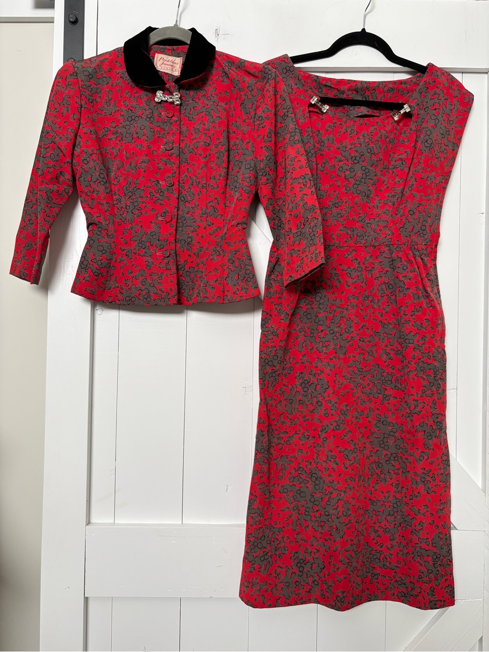 Vintage Parklane Juniors 1950s dress & jacket set Metal zipper size XS